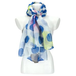 Letní dámský barevný šátek s puntíky 180x72 cm tmavě modrá