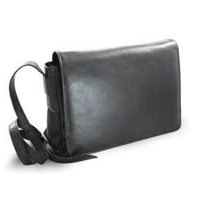 Černá kožená klopnová kabelka 213-7320-60