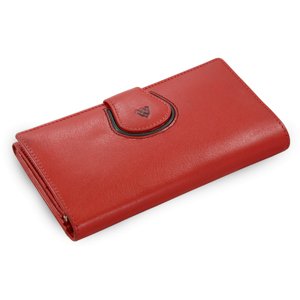 Červená dámská kožená rámová peněženka s ozdobnou klopnou 511-1526-31/60