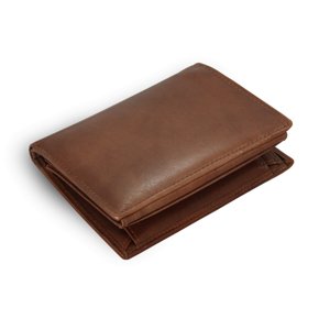 Tmavě hnědá pánská kožená peněženka se zajištěním dokladů 514-7424-47