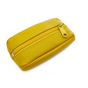 Žlutá kožená klíčenka se zipovou kapsou 619-2418-86