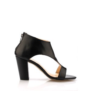 Černé kožené elegantní boty na podpatku Maria Jaén Velikost: 38