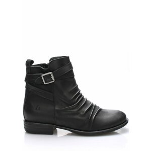 Černé kožené kotníkové boty s řemínkem Online Shoes Velikost: 37